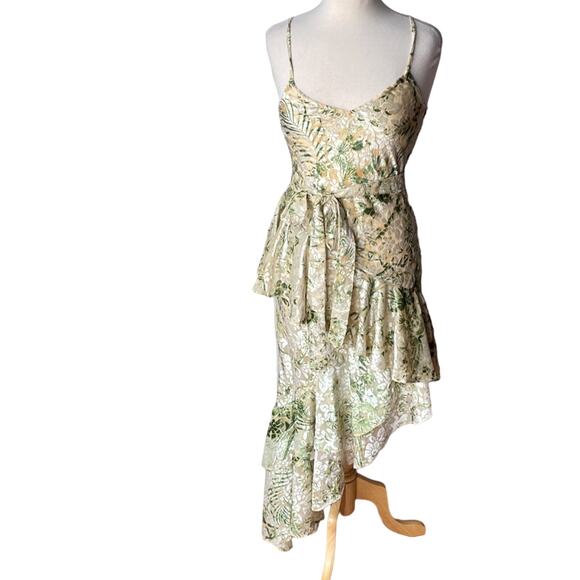 HEMANT & NANDITA Emerald Green Brasso Lurex Midi Dress Size Small - Picture 3 of 12